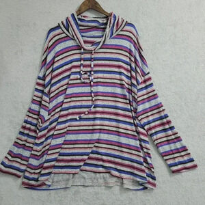 Lane Bryant Womens 22/24 Striped Hooded Sweater Cowl neck Multicolor  4CT
